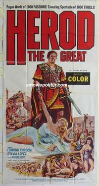 s411 HEROD THE GREAT three-sheet movie poster '60 Edmund Purdom, Lopez