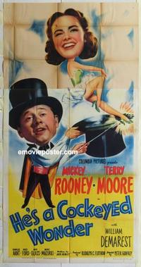 s412 HE'S A COCKEYED WONDER three-sheet movie poster '50 Mickey Rooney