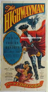 s418 HIGHWAYMAN three-sheet movie poster '51 Philip Friend, Charles Coburn