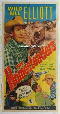s428 HOMESTEADERS three-sheet movie poster '53 Wild Bill Elliot, Lowery