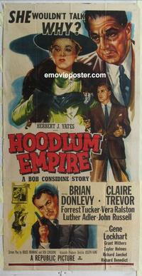 s430 HOODLUM EMPIRE three-sheet movie poster '52 Donlevy, Trevor, noir!