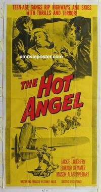 s432 HOT ANGEL three-sheet movie poster '58 teenage hot rod rebel gangs!