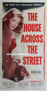 s435 HOUSE ACROSS THE STREET three-sheet movie poster '49 Morris, Paige