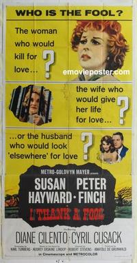 s446 I THANK A FOOL three-sheet movie poster '62 Susan Hayward, Peter Finch