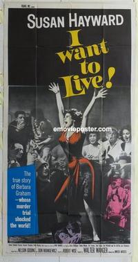 s447 I WANT TO LIVE three-sheet movie poster '58 S. Hayward, Barbara Graham