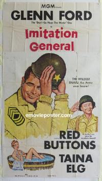 s452 IMITATION GENERAL three-sheet movie poster '58 Glenn Ford, Red Buttons