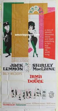 s456 IRMA LA DOUCE three-sheet movie poster '63 Billy Wilder, Shirley MacLaine