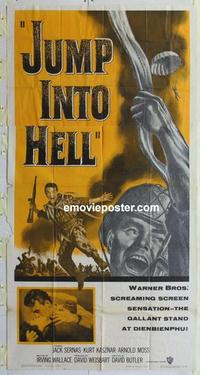 s476 JUMP INTO HELL three-sheet movie poster '55 Indochina war, David Butler