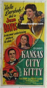 s480 KANSAS CITY KITTY three-sheet movie poster '44 Joan Davis, Bob Crosby