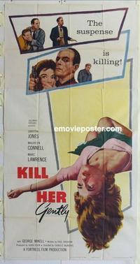 s485 KILL HER GENTLY three-sheet movie poster '58 English murder thriller!