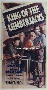 s488 KING OF THE LUMBERJACKS three-sheet movie poster '40 John Payne, Dickson