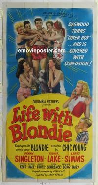 s496 LIFE WITH BLONDIE three-sheet movie poster '45 Penny Singleton, Lake