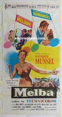 s503 MELBA three-sheet movie poster '53 Patrice Munsel, Lewis Milestone