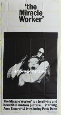 s507 MIRACLE WORKER three-sheet movie poster '62 Anne Bancroft, Patty Duke