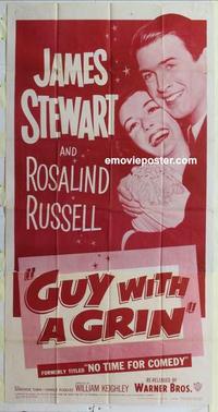 s513 NO TIME FOR COMEDY three-sheet movie poster R54 Jimmy Stewart, Russell