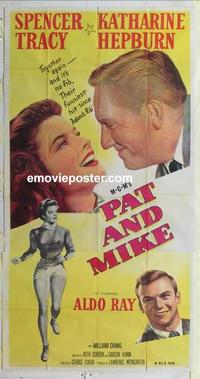 s522 PAT & MIKE three-sheet movie poster '52 Spencer Tracy, Kate Hepburn