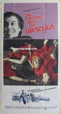 s191 COUNT DRACULA & HIS VAMPIRE BRIDE three-sheet movie poster '74 Lee