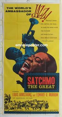 s538 SATCHMO THE GREAT three-sheet movie poster '57 Louis Armstrong bio!