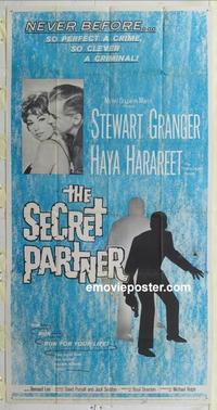 s539 SECRET PARTNER three-sheet movie poster '61 Stewart Granger, Harareet