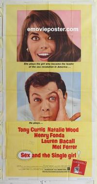 s543 SEX & THE SINGLE GIRL three-sheet movie poster '65 Tony Curtis, Wood