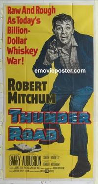 s564 THUNDER ROAD three-sheet movie poster '58 Robert Mitchum, Gene Barry