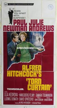 s566 TORN CURTAIN three-sheet movie poster '66 Paul Newman, Hitchcock