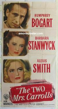 s573 TWO MRS CARROLLS three-sheet movie poster '47 Humphrey Bogart, Stanwyck