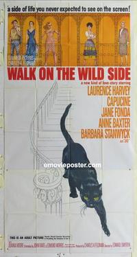 s576 WALK ON THE WILD SIDE three-sheet movie poster '62 Jane Fonda, Harvey