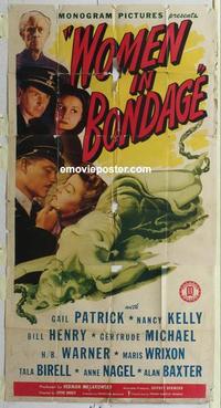s582 WOMEN IN BONDAGE three-sheet movie poster '43 WWII degraded women!