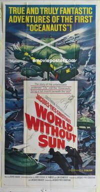s583 WORLD WITHOUT SUN three-sheet movie poster '65 Jacques-Yves Cousteau