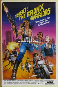 b476 1990: THE BRONX WARRIORS one-sheet movie poster '83 wild bikers!