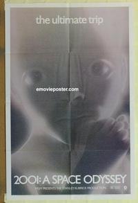 b479 2001 A SPACE ODYSSEY teaser one-sheet movie poster R74 Kubrick, Cinerama!
