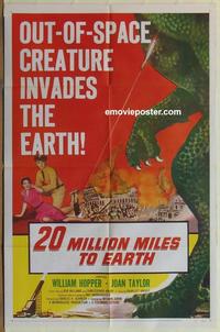 b477 20 MILLION MILES TO EARTH style A one-sheet movie poster '57 Juran