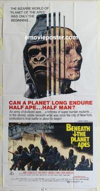 b314 BENEATH THE PLANET OF THE APES three-sheet movie poster '70 sci-fi!