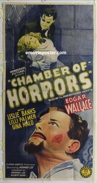 b316 CHAMBER OF HORRORS three-sheet movie poster '40 Edgar Wallace