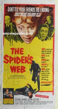 b340 SPIDER'S WEB three-sheet movie poster '61 Glynis Johns, Agatha Christie