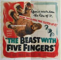 b298 BEAST WITH FIVE FINGERS six-sheet movie poster '47 Peter Lorre