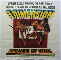 b029 HOUSE OF WAX linen six-sheet movie poster '53 great 3-D horror image!