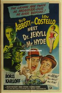 b487 ABBOTT & COSTELLO MEET DR JEKYLL & MR HYDE one-sheet movie poster '53