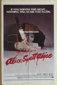 b494 ALICE SWEET ALICE one-sheet movie poster '77 first Brooke Shields!