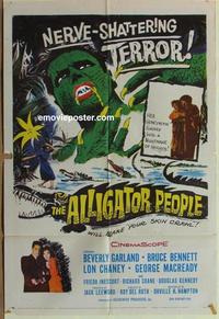 b496 ALLIGATOR PEOPLE one-sheet movie poster '59 Beverly Garland, Chaney