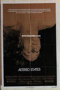 b497 ALTERED STATES one-sheet movie poster '80 William Hurt, Chayefsky