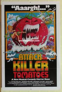 b518 ATTACK OF THE KILLER TOMATOES one-sheet movie poster '79 wild image!