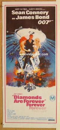 b243 DIAMONDS ARE FOREVER Aust daybill movie poster '71 Sean Connery