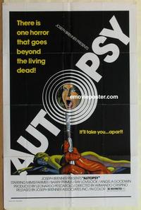 b520 AUTOPSY one-sheet movie poster '77 horror goes beyond the living dead!