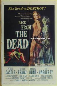 b523 BACK FROM THE DEAD one-sheet movie poster '57 Peggie Castle, horror!