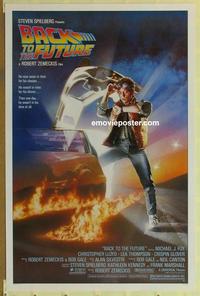 h664 BACK TO THE FUTURE one-sheet movie poster '85 Michael J. Fox classic!