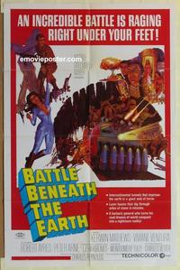 b527 BATTLE BENEATH THE EARTH one-sheet movie poster '68 cool sci-fi!