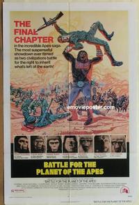 b530 BATTLE FOR THE PLANET OF THE APES one-sheet movie poster '73 sci-fi!