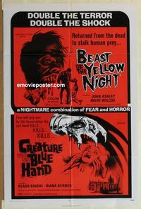 b535 BEAST OF THE YELLOW NIGHT/CREATURE WITH BLUE HAND one-sheet movie poster